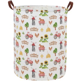 DDBASKET Kids Laundry Basket Farm Hamper for Nursery Boy and Girl Cute Kids Toys Storage Bin Organizer Room Decor for Home(Farm)