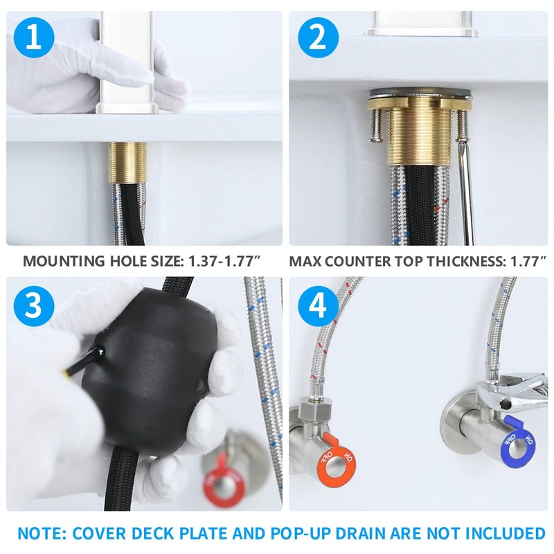 HANLIAN Single Hole Bathroom Pull Out Faucet with Rotating Spout,