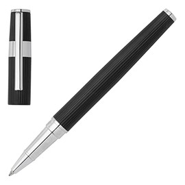 BOSS Rollerball Pen Gear Pinstripe Black/Chrome | Black Ink | Gift Box