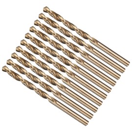 METALLIXITY Drill Bit (11/64") 10Pcs, 4241 High-Speed Steel Straight Shank Gold Finish 118° for Wood Plastic Iron Copper Aluminum Low Soft Metal