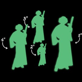 Star Inspired Movie Character Space Leia Style 3 Glow in The Dark Sticker Decal for Phone Tablet Laptop Car Truck Window | 5" Sticker | Green