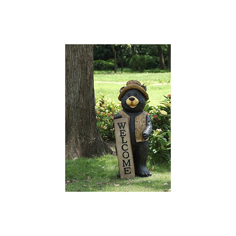 Hi-Line Gift Ltd Bear Standing with Welcome Sign Statue