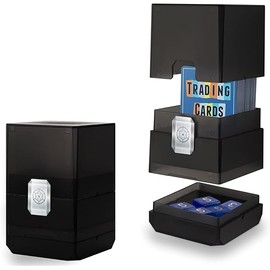 Sooez Deck Card Box for MTG with Dice Storage, 100+ Deck Case Boulder, Perfect Deck Holder for MTG Commander, Black