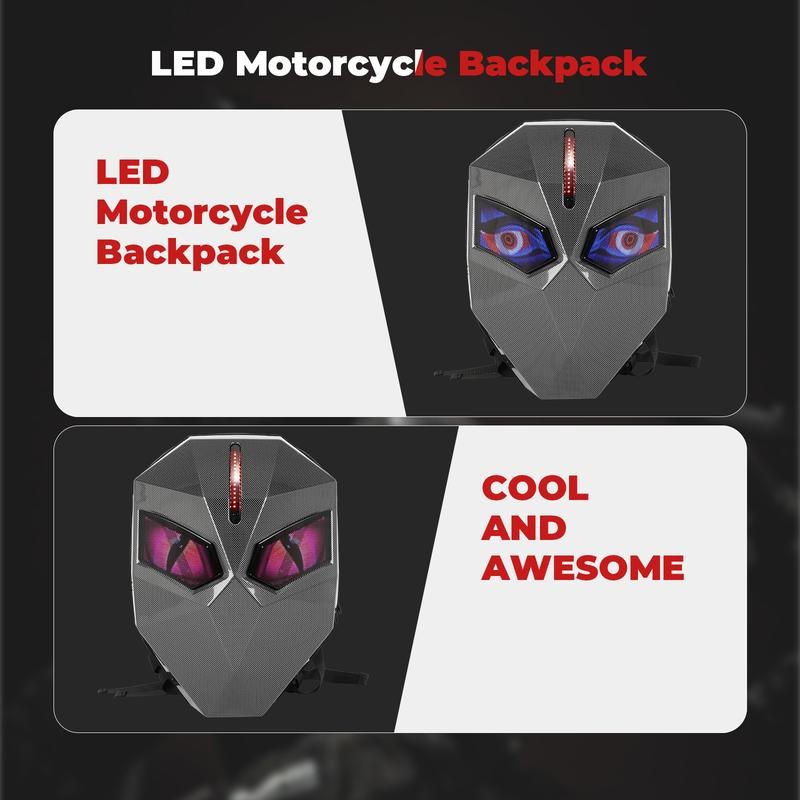 Motorcycle Backpack for Men, LED Backpack With DIY Programmable Full