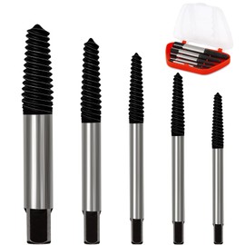 WUFANC Professional Screw Extractor Set, Left Extractor Set for M4 to M18 Screws, Extractor Set for Easy Removal of Rusted, Fixed or Broken Screws (Red Box of 5)