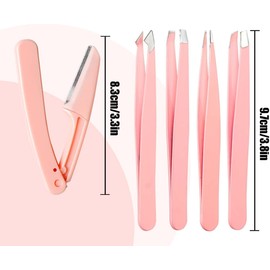 Women's Tweezers Kit Professional Set Eyebrow [9+1 PCS] Stainless Steel Pink Beauty for Women and Men Black / 여성용 핀셋 키트 전문 세트 눈썹 [9+1 PCS] 여성 및 남성용 스테인리스 스틸 핑크 뷰티 Black