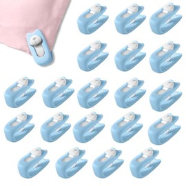 MEISO Pack of 20 Duvet Holders, Duvet Cover Clips, Bed Sheet Holder, Clothes Pegs, Non-Slip Buckle, Safety Without Needles, for Quilts (Blue)