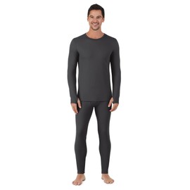 Cuddl Duds Mens Thermal Underwear - Cold Weather Heavyweight Base Layer 2-Piece Set - Moisture-Wicking Long Johns - Winter Clothes- Charcoal - X-Large