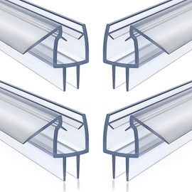 4 Pack Frameless Shower Door Bottom Seal, 3/8 x 39 Clear PVC Shower Seal Strip for 3/8 Inch Glass Shower Door Stop Shower Leaks