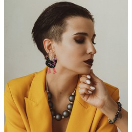 Acrylic Boot Big Chicken Earrings,Funny Colorful Boots Chicken Drop Dangle Earrings,Cock Hen Foot Chicken Earrings for Women Girls Farm Design Lovely Gift (Black)