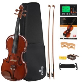 Cecilio 1/4 Violin Solidwood Violin with D'Addario Prelude Strings, Bow, Rosin, Tuner, Shoulder Rest & Lesson Book – Ideal for Beginners