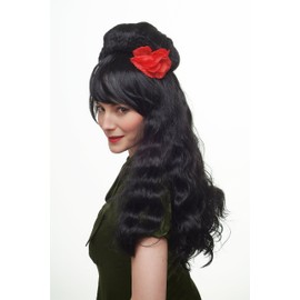 Party/Fancy Dress/Halloween WIG Spanish rose senorita senora beehive BLACK & VERY LONG curly 60ies 81193-P103 Cosplay