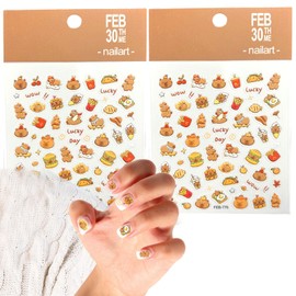 Nail Stickers, 2 Sheets Capybara Nail Stickers, Capybara Relief Nail Stickers, Charms Nails, Fingernails for Sticking on Children, DIY Nail Art Decoration for Women, Girls, Children