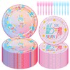 76Pcs 6 7 Birthday Decoration Plates,67 Plates and Forks Set