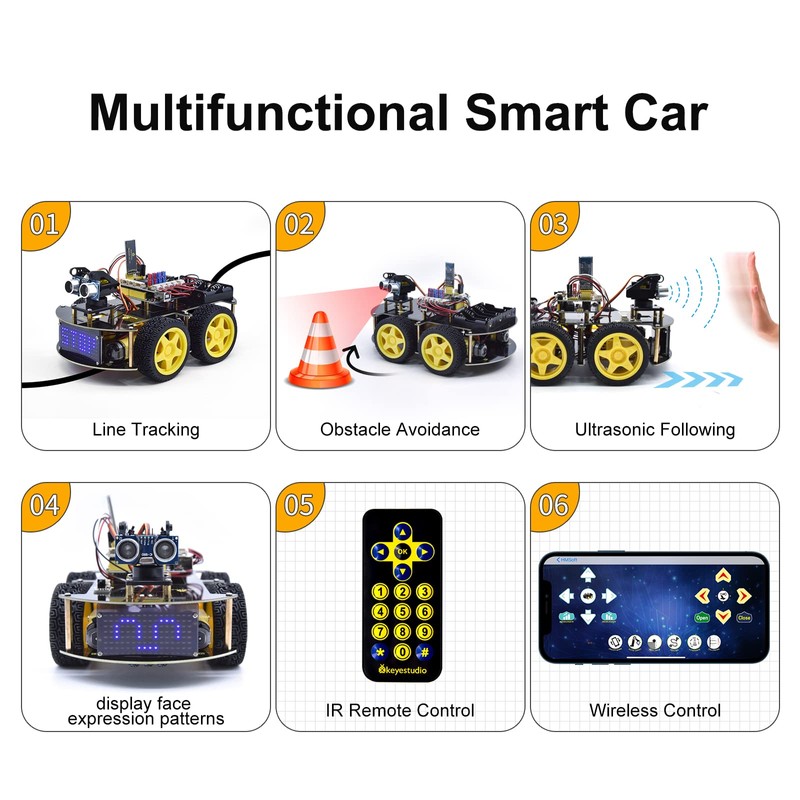 KEYESTUDIO 4WD Programmable Smart Car Robot Starter Learning DIY Kit