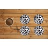 BLACK AND GRAY LEOPARD PRINT DESIGN ROUND COASTER SET OF