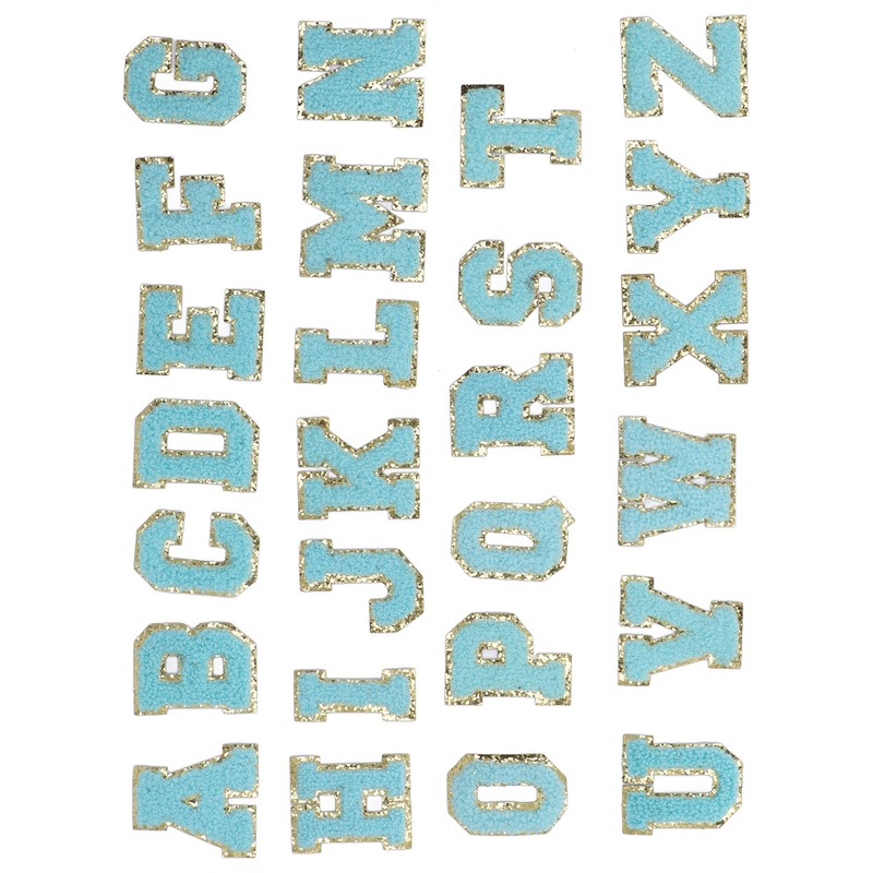 26 Pcs Iron On Letters A to Z Blue Letters