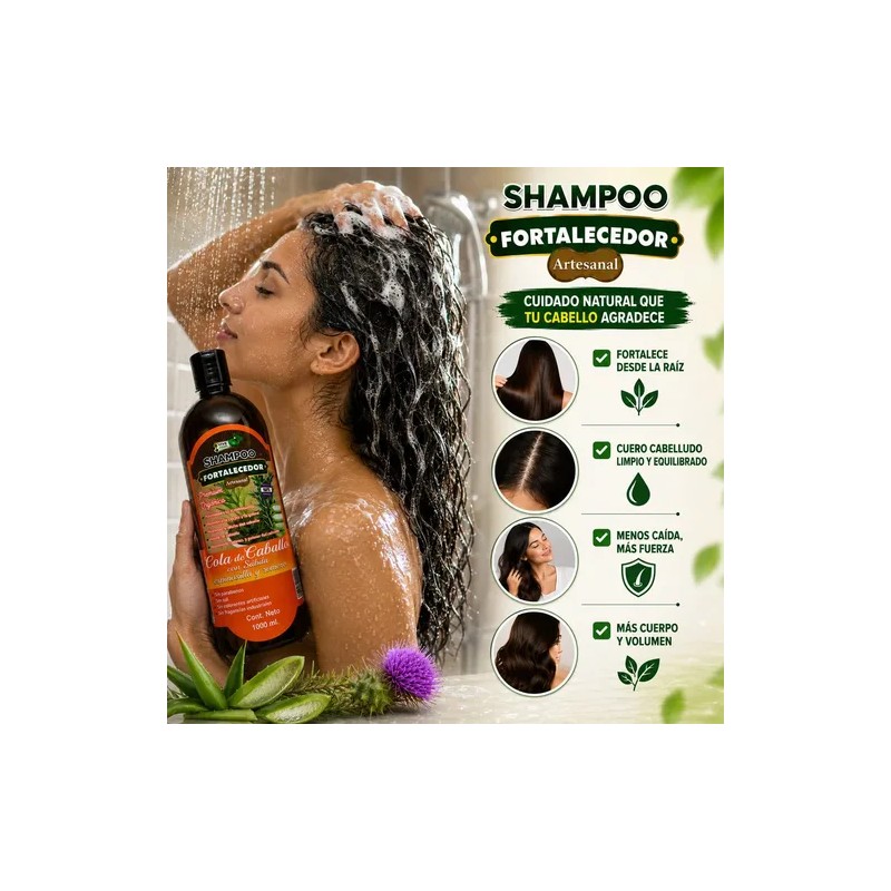 Shampoo Cola Caballo Crece Grosor Anticaída Fuerza
