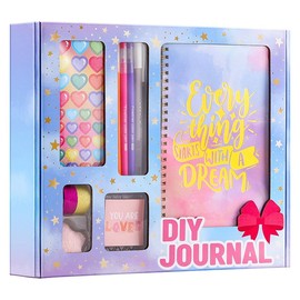 DIY Journal Kit for Girls - Journal for Girls Ages 8-12, Stationary Set, Arts and Crafts Kit, Teen Tween Girl Gifts Trendy Stuff - Gifts for 6 7 8 9 10 11 12 13 Year Old Girls