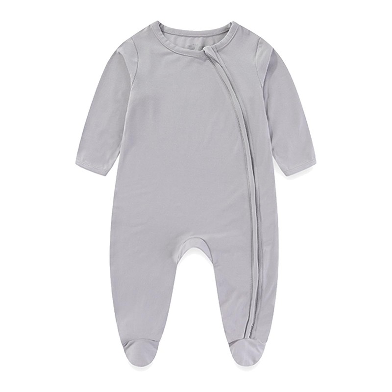 Ecojoy Baby Bamboo Rayon Romper Double Zipper Bodysuit Newborn Infant