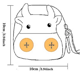 NiaWa Adorable Fabric Cow Coin Purse - Canvas Change purse with Zipper Closure, Red, Cow