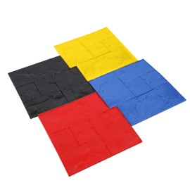 24x24 Concrete-Stamp Mat, 4 PCS Concrete Texturing Skin, Realistic 0.7in Thickness PU Printed Anti-Slip Rock Decorative Tile Pattern Slate Stone Texture Mats w/Two Sturdy Handles for Walls&Floors