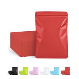 100 Pack Resealable Packaging Bags for Small Business Double-Sided Color Smell Proof Bags for Food Storage Flat Bags (Red, 4" x 6")