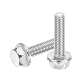 sourcing map 25Pcs M6 x 25mm Hex Serrated Flange Bolts Screws, 304 Stainless Steel Flanged Hex Head Bolts Flange Hexagon Screws for Households, Machine Tools, and DIY project, Silver