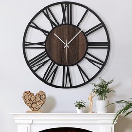 Mee 2ou Large Wall Clock for Living Room Decor, 20 Inch Non Ticking Silent, Battery Operated Modern Vintage Oversized Wall Clock for Bedroom Kitchen