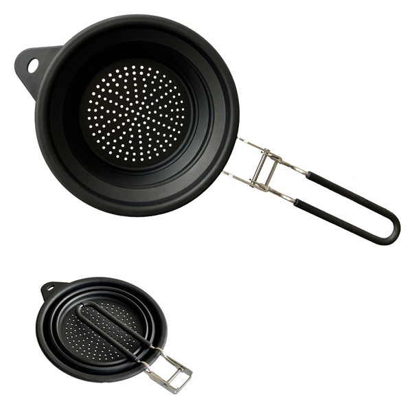 Silicone Collapsible Colander with Handle,Home/RV Kitchen Silicone Colander Strainer,Drainage of