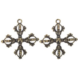 LIFKOME Stainless Steel Vajra Pendant Dorje Silver Pendant Dorje 2 x Brass Buddhism Vintage Charms Key Ring Retro Charms Key Ring Dorje Vajra Dorje Pendant, N / A