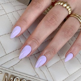 Lilac Press on Nails Short Almond Shaped, SXVME Light Purple Fake Nails Glue on, Best Thick Natural Acrylic False Nails Handmade of Upgrade Gel, Extra Short Nail for Big & Petite Fingers, 30Pcs