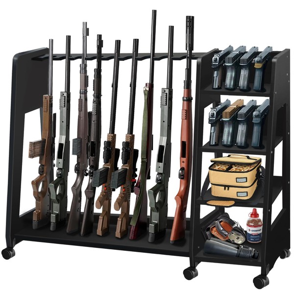 BeGuo Gun Rack Stand Indoor, Upgraded Wooden Floor Rifle Rack