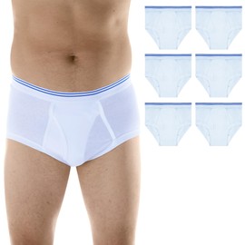 Wearever Incontinence Underwear for Men - Reusable & Washable Men's Bladder Control Briefs with Regular Absorbency - Leak Proof Underwear 150 ml (Pack of 6) (White) (XL) (Waist 42-44)
