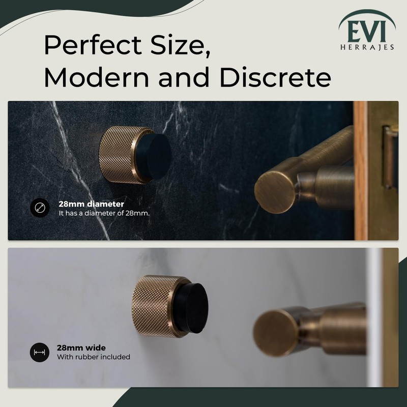 EVI Herrajes | Designer Wandtürstopper - Diamant gerändelt - 28x28mm