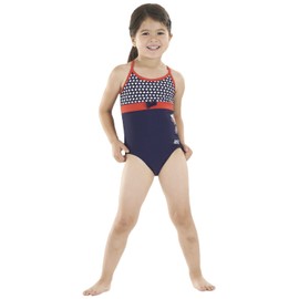 Zoggs Girl's Henley Sprint Back Swimming Costume - Navy, 21 Inch Chest/2 Years