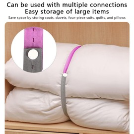 COMZPLIFE Elastic Band with Buttonholes, 50Pcs Roll-up Closet Organizer for Bed Sheet, Adjustable Clothing Storage Strap with Button, Travel Luggage Space Saver