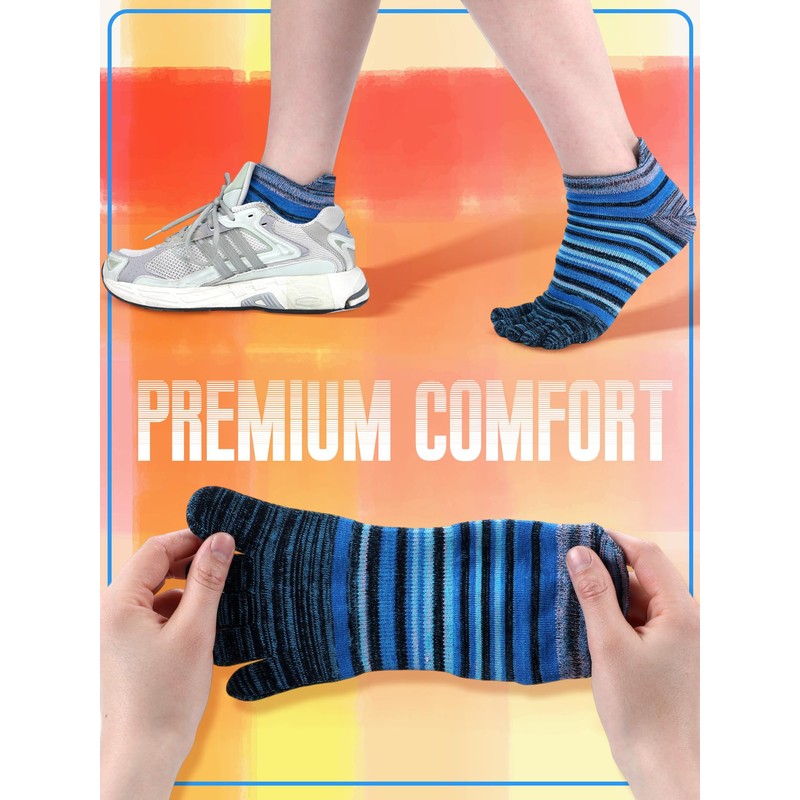 Fourluoo 6 Pairs Women Toe Socks Cotton Breathable Ankle Five