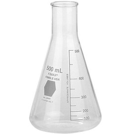 Kimble KIMAX 26500-125, 125ml Narrow Mouth Erlenmeyer Flask with Rubber Stopper (Single)