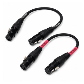 KOOKFJLLZ XLR Female to Female Cable 1ft 2 Pack - 3-Pin Balanced XLR Coupler, OFC 20AWG, Zinc Alloy Housing, for Patch Bay, Microphone, Mixer, Preamp, Rack & DMX Lighting