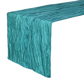 Your Chair Covers - 14 x 108 inch Crinkle Taffeta Table Runner Teal, Crinkle Table Runner for Weddings, Events, Hotels and Catering Services