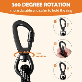 LOS ANDES Long Dog Lead - 15M Reflective Rope Dog Leash with Swivel Lockable Hook, Comfortable Padded Handle for Walking, Hunting, Camping, Backyard