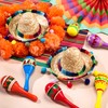Honoson 12 Pcs Wooden Fiesta Maracas 6 Pcs Mini Sombrero