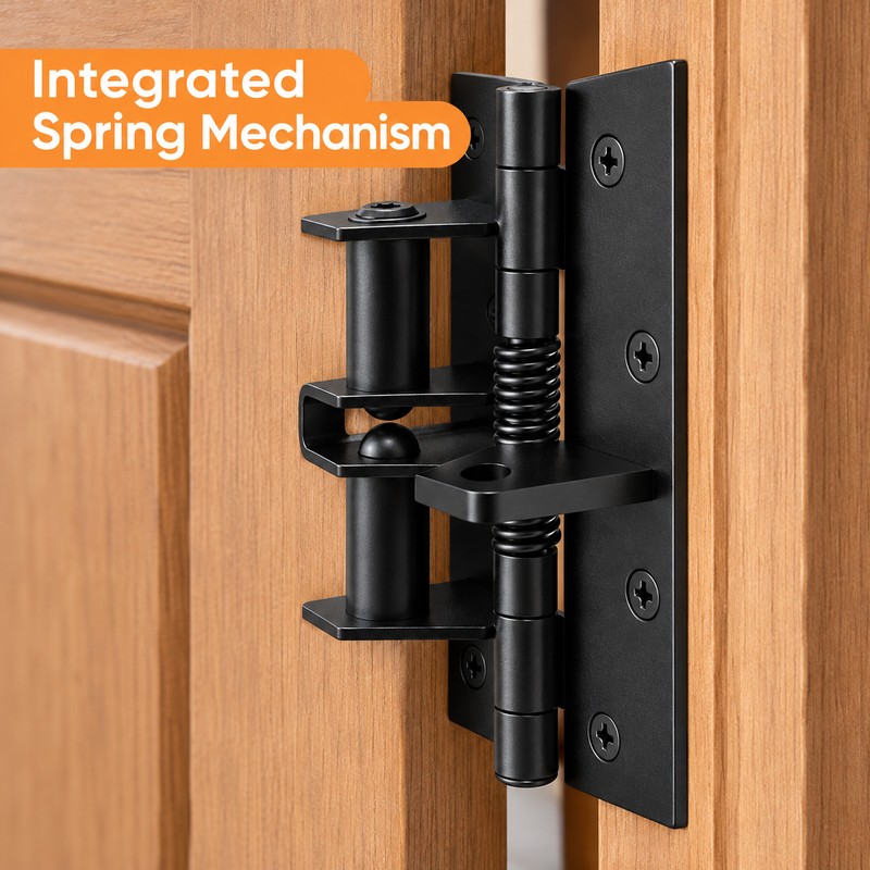 Black Spring-Loaded Door Hinge for Door Hardware Replacement – 4-Inch
