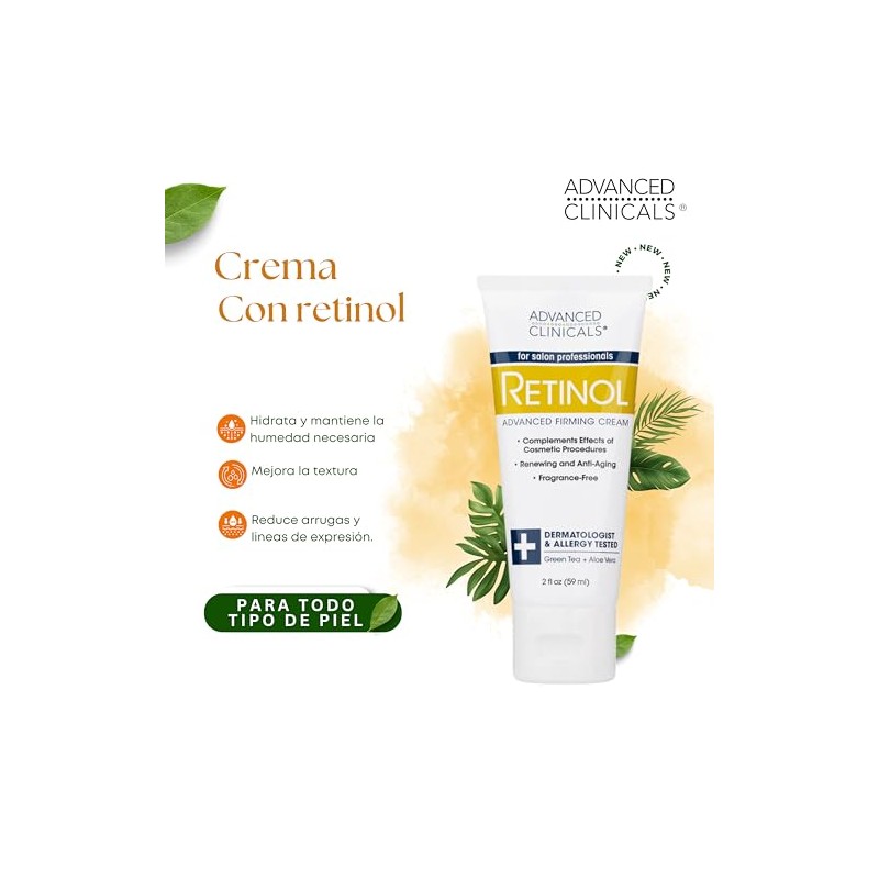 ADVANCED CLINICALS CREMA REAFIRMANTE CON RETINOL ANTI-EDAD CON TE VERDE