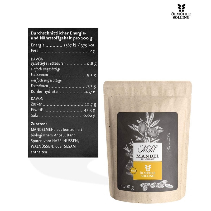 Ölmühle Solling Bio Mandelmehl, 1er Pack (1 x 500 g)