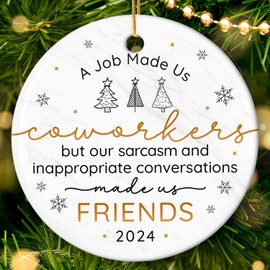 HEXMOZ Christmas Coworkers Gifts 2024 - Christmas Ornaments for Coworkers, Work Bestie, Work Friends, Best Friends - Friendship Gifts, Funny Coworker Gifts, Christmas Decoration Ceramic Ornament