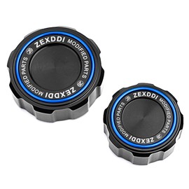 ZEXDDI 2PCS Fit For 2025 YZF R9 R7 R6 MT09 CBR1000RR Z900RS Z750 ZH2 Ninja 1000SX ZX6R DAYTONA 675 CNC Motorcycle Rear and Front Brake Fluid Reservoir Cover Cap (Blue)