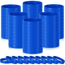CHRORINE 100 Pcs Plain Silicone Wristbands Bulk Dark Blue Blank Rubber Bracelets Unisex Party Game Supplies