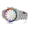 HALUKAKAH Multicolor Diamonds Gold Watch Iced Out,Men's Platinum White Gold